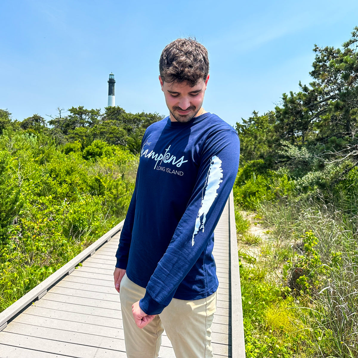は*ん様 house on the hill L/S Tee (Checker) Men's Hamptons Long-Sleeve Tee x Discover Long Island