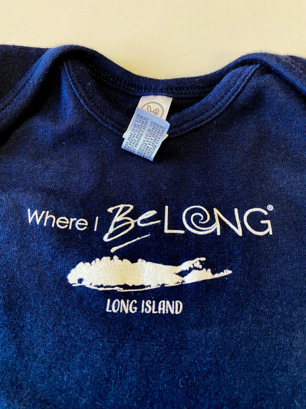 Where I BeLong Baby Onesie - Discover Long Island