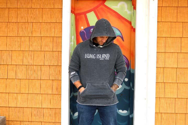 Discover Long Island X Long Island Strong Collaboration Washed Black Hoodie - Discover Long Island