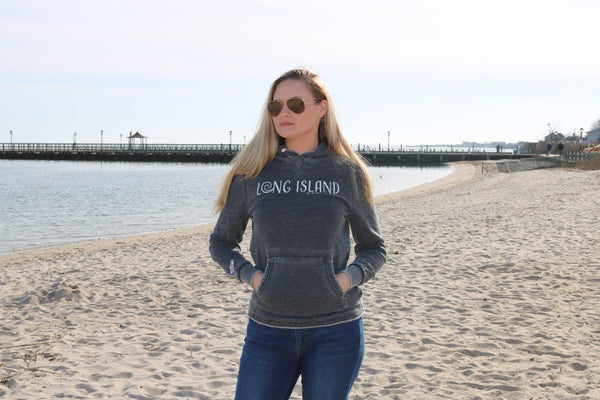 Discover Long Island X Long Island Strong Collaboration Washed Black Hoodie - Discover Long Island