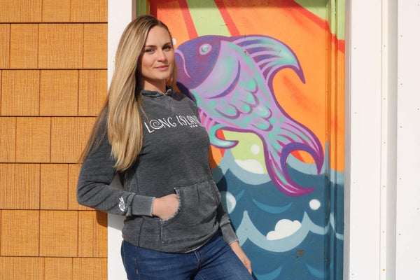 Discover Long Island X Long Island Strong Collaboration Washed Black Hoodie - Discover Long Island